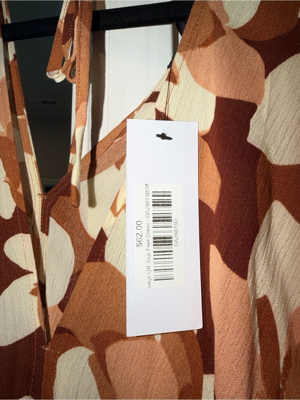 AaKaa Brown, Cream & Tan Floral Tie-Waist Midi Dress - Picture 2 of 4